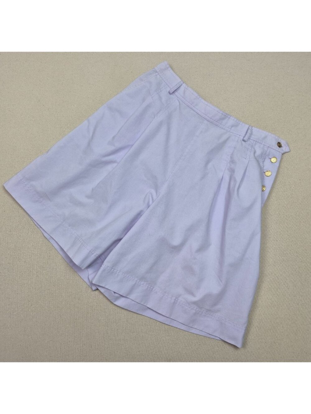 Karen Scott Women's Wide Leg Lavender High Rise Button Side Shorts Sz 16 32/21